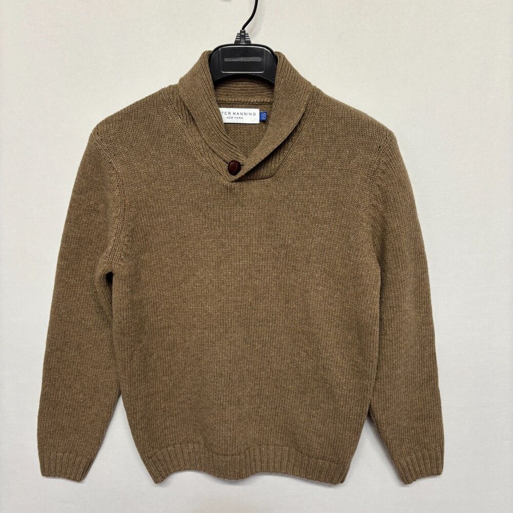 Peter Manning Men Wool Blend Shawl Collar Pullover Sweater Size 2 Brown D134 -7